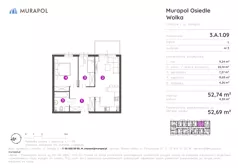2 pokoje, mieszkanie 52,69 m², piętro 1, oferta nr 3.A.1.09, Murapol Osiedle Wolka, Chorzów, Centrum, ul. Odległa