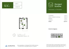2 pokoje, mieszkanie 32,76 m², piętro 2, oferta nr 2.A.2.12, Murapol EcoOne, Warszawa, Białołęka, Brzeziny, ul. Ostródzka