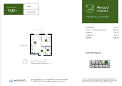 2 pokoje, mieszkanie 43,35 m², piętro 3, oferta nr 2.B.3.02, Murapol EcoOne, Warszawa, Białołęka, Brzeziny, ul. Ostródzka