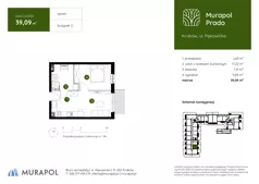 2 pokoje, mieszkanie 38,09 m², piętro 1, oferta nr 2.B.1.05, Murapol Prado, Kraków, Prądnik Biały, ul. Piaszczysta