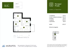 2 pokoje, mieszkanie 43,15 m², piętro 2, oferta nr 5.A.2.01, Murapol Prado - Etap II, Kraków, Prądnik Biały, ul. Piaszczysta
