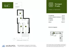 2 pokoje, mieszkanie 32,96 m², parter, oferta nr 3.A.0.04, Murapol Prado - Etap II, Kraków, Prądnik Biały, ul. Piaszczysta