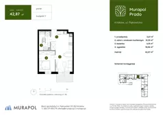 2 pokoje, mieszkanie 40,61 m², piętro 1, oferta nr 3.C.1.05, Murapol Prado - Etap II, Kraków, Prądnik Biały, ul. Piaszczysta