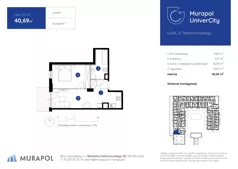 2 pokoje, mieszkanie 40,39 m², piętro 1, oferta nr 1.A.1.11, Murapol UniverCity, Łódź, Śródmieście, ul. Stefanowskiego