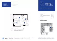 2 pokoje, mieszkanie 40,39 m², piętro 1, oferta nr 1.A.1.11, Murapol UniverCity, Łódź, Śródmieście, ul. Stefanowskiego
