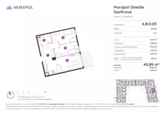 2 pokoje, mieszkanie 49,89 m², parter, oferta nr 6.B.0.03, Murapol Osiedle Szafirove, Gliwice, Stare Gliwice, ul. Szafirowa
