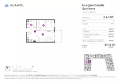 2 pokoje, mieszkanie 37,14 m², piętro 1, oferta nr 6.A.1.05, Murapol Osiedle Szafirove, Gliwice, Stare Gliwice, ul. Szafirowa