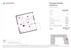 2 pokoje, mieszkanie 49,92 m², piętro 1, oferta nr 6.B.1.03, Murapol Osiedle Szafirove, Gliwice, Stare Gliwice, ul. Szafirowa