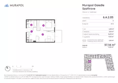 2 pokoje, mieszkanie 37,14 m², piętro 2, oferta nr 6.A.2.05, Murapol Osiedle Szafirove, Gliwice, Stare Gliwice, ul. Szafirowa