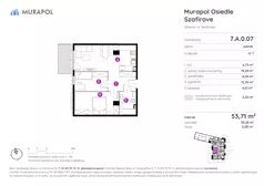 2 pokoje, mieszkanie 53,08 m², piętro 2, oferta nr 7.A.2.12, Murapol Osiedle Szafirove, Gliwice, Stare Gliwice, ul. Szafirowa