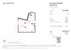 2 pokoje, mieszkanie 45,25 m², piętro 1, oferta nr 2.A.1.12, Murapol Osiedle Szafirove, Gliwice, Stare Gliwice, ul. Szafirowa