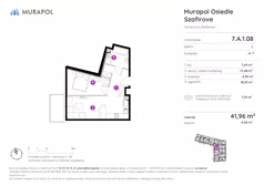 2 pokoje, mieszkanie 41,96 m², piętro 1, oferta nr 7.A.1.08, Murapol Osiedle Szafirove, Gliwice, Stare Gliwice, ul. Szafirowa