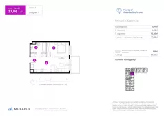 2 pokoje, mieszkanie 37,06 m², piętro 1, oferta nr 1.A.1.01, Murapol Osiedle Szafirove, Gliwice, Stare Gliwice, ul. Szafirowa