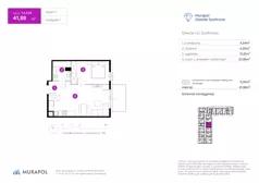 2 pokoje, mieszkanie 41,88 m², piętro 1, oferta nr 1.A.1.03, Murapol Osiedle Szafirove, Gliwice, Stare Gliwice, ul. Szafirowa