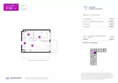 2 pokoje, mieszkanie 37,06 m², piętro 3, oferta nr 1.A.3.01, Murapol Osiedle Szafirove, Gliwice, Stare Gliwice, ul. Szafirowa