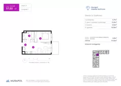 2 pokoje, mieszkanie 37,02 m², piętro 5, oferta nr 1.A.5.01, Murapol Osiedle Szafirove, Gliwice, Stare Gliwice, ul. Szafirowa