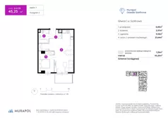 2 pokoje, mieszkanie 45,25 m², piętro 1, oferta nr 2.A.1.12, Murapol Osiedle Szafirove, Gliwice, Stare Gliwice, ul. Szafirowa