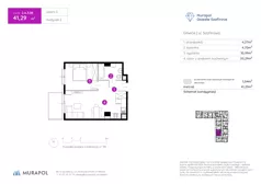 2 pokoje, mieszkanie 41,29 m², piętro 3, oferta nr 2.A.3.08, Murapol Osiedle Szafirove, Gliwice, Stare Gliwice, ul. Szafirowa
