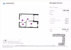 2 pokoje, mieszkanie 32,04 m², piętro 2, oferta nr 1.B.2.08, Murapol Forum, Łódź, Śródmieście, ul. Targowa