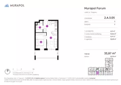 2 pokoje, mieszkanie 33,87 m², piętro 3, oferta nr 2.A.3.05, Murapol Forum, Łódź, Śródmieście, ul. Targowa