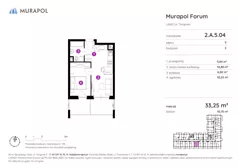 2 pokoje, mieszkanie 33,25 m², piętro 5, oferta nr 2.A.5.04, Murapol Forum, Łódź, Śródmieście, ul. Targowa