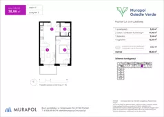 2 pokoje, mieszkanie 38,86 m², piętro 2, oferta nr 3.B.2.02, Murapol Osiedle Verde, Poznań, Żegrze, Starołęka, ul. Wagrowska