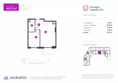 2 pokoje, mieszkanie 43,36 m², piętro 1, oferta nr 2.B.1.05, Murapol Osiedle Filo, Łódź, Polesie, Stare Polesie, ul. Wołowa
