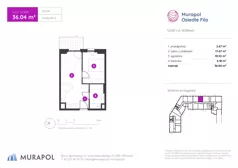 2 pokoje, mieszkanie 33,59 m², piętro 2, oferta nr 2.B.2.06, Murapol Osiedle Filo, Łódź, Polesie, Stare Polesie, ul. Wołowa