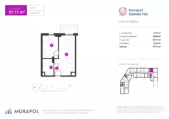 2 pokoje, mieszkanie 33,59 m², piętro 2, oferta nr 2.B.2.06, Murapol Osiedle Filo, Łódź, Polesie, Stare Polesie, ul. Wołowa