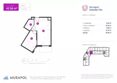 2 pokoje, mieszkanie 43,36 m², piętro 1, oferta nr 2.B.1.05, Murapol Osiedle Filo, Łódź, Polesie, Stare Polesie, ul. Wołowa
