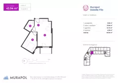 2 pokoje, mieszkanie 43,94 m², piętro 9, oferta nr 2.B.9.05, Murapol Osiedle Filo, Łódź, Polesie, Stare Polesie, ul. Wołowa