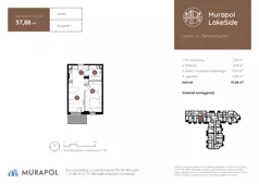 2 pokoje, mieszkanie 37,89 m², piętro 1, oferta nr 1.C.1.02, Murapol LakeSide, Lublin, Wrotków, ul. Zemborzycka