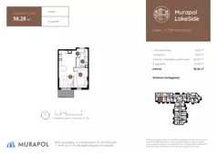2 pokoje, mieszkanie 37,89 m², piętro 1, oferta nr 1.C.1.02, Murapol LakeSide, Lublin, Wrotków, ul. Zemborzycka