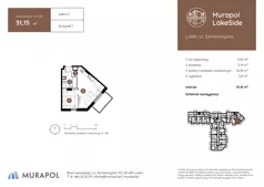 2 pokoje, mieszkanie 31,15 m², piętro 1, oferta nr 1.A.1.02, Murapol LakeSide, Lublin, Wrotków, ul. Zemborzycka