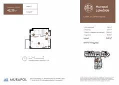 2 pokoje, mieszkanie 42,25 m², piętro 5, oferta nr 1.B.5.09, Murapol LakeSide, Lublin, Wrotków, ul. Zemborzycka