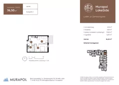 2 pokoje, mieszkanie 34,95 m², piętro 1, oferta nr 2.C.1.02, Murapol LakeSide, Lublin, Wrotków, ul. Zemborzycka