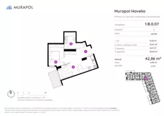 2 pokoje, mieszkanie 41,17 m², piętro 2, oferta nr 1.B.2.02, Murapol Havelia, Poznań, Winogrady, Stare Winogrady, ul. Ziarnista
