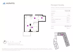 2 pokoje, mieszkanie 40,04 m², piętro 6, oferta nr 1.B.6.08, Murapol Havelia, Poznań, Winogrady, Stare Winogrady, ul. Ziarnista