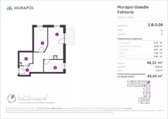 3 pokoje, mieszkanie 45,94 m², piętro 1, oferta nr 2.A.1.03, Murapol Osiedle Faktoria, Łódź, Polesie, Stare Polesie, al. 1 Maja