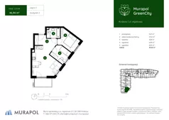 3 pokoje, mieszkanie 46,94 m², piętro 1, oferta nr 2.A.1.04, Murapol GreenCity, Kraków, Bieżanów-Prokocim, Osiedle Złocień, ul. Agatowa