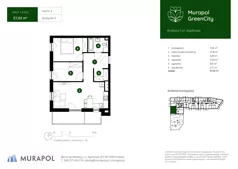 3 pokoje, mieszkanie 57,02 m², piętro 4, oferta nr 2.A.4.02, Murapol GreenCity, Kraków, Bieżanów-Prokocim, Osiedle Złocień, ul. Agatowa