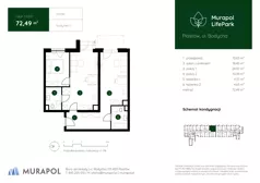 3 pokoje, mieszkanie 71,40 m², piętro 1, oferta nr 1.B.1.05, Murapol LifePark, Piastów, ul. Bodycha 