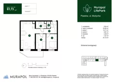 3 pokoje, mieszkanie 61,73 m², piętro 1, oferta nr 1.B.1.04, Murapol LifePark, Piastów, ul. Bodycha 