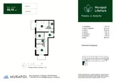 3 pokoje, mieszkanie 66,16 m², piętro 2, oferta nr 1.A.2.03, Murapol LifePark, Piastów, ul. Bodycha 