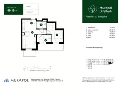 3 pokoje, mieszkanie 49,19 m², piętro 2, oferta nr 1.B.2.01, Murapol LifePark, Piastów, ul. Bodycha 