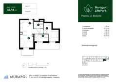 3 pokoje, mieszkanie 49,19 m², piętro 3, oferta nr 1.B.3.01, Murapol LifePark, Piastów, ul. Bodycha 