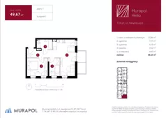 3 pokoje, mieszkanie 49,67 m², piętro 1, oferta nr 1.A.1.04, Murapol Helio, Toruń, Wrzosy, JAR, ul. Heweliusza