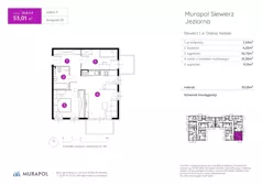 3 pokoje, mieszkanie 53,01 m², piętro 3, oferta nr 28.B.3.4, Murapol Siewierz Jeziorna, Siewierz, ul. Jeziorna