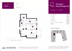 3 pokoje, mieszkanie 51,71 m², piętro 5, oferta nr 2.A.5.03, Murapol Nowe Bogucice, Katowice, Bogucice, ul. Ludwika