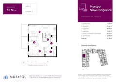 3 pokoje, mieszkanie 51,74 m², piętro 5, oferta nr 2.A.5.10, Murapol Nowe Bogucice, Katowice, Bogucice, ul. Ludwika